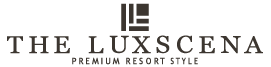 三島・沼津・静岡の結婚式場ラグシエナのブランドロゴ「THE LUXSCENA PREMIUM RESORT STYLE」。上質なリゾートスタイルを表現した洗練されたデザイン。