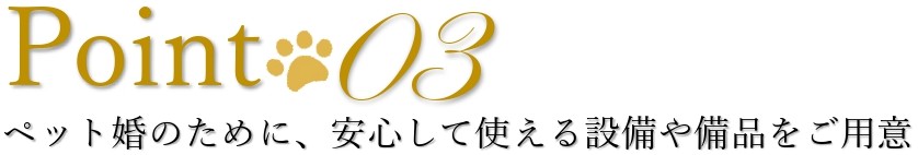 三島・沼津・富士エリアでペットウェディングを検討している方向けの、完全貸切で愛犬と楽しめる演出が豊富であることを紹介するポイント画像。