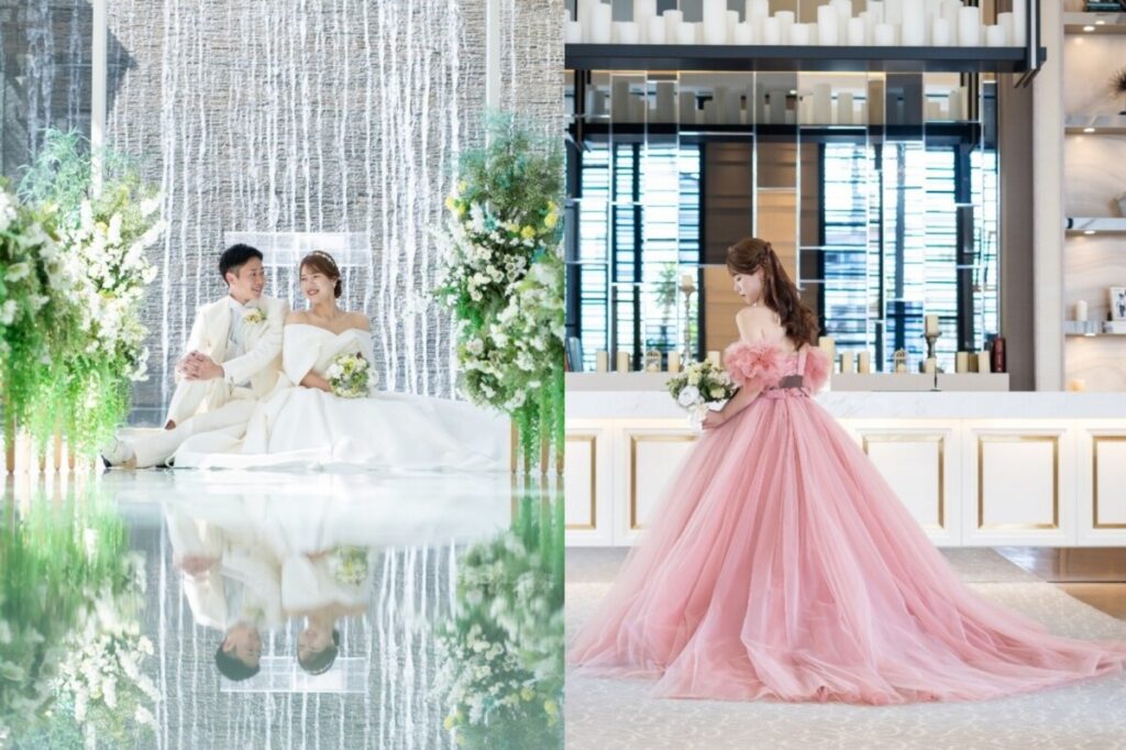 三島・沼津・富士エリアの結婚式場ラグシエナで叶えるフォトウェディング。光が満ちるチャペルと上質な館内での撮影シーン。